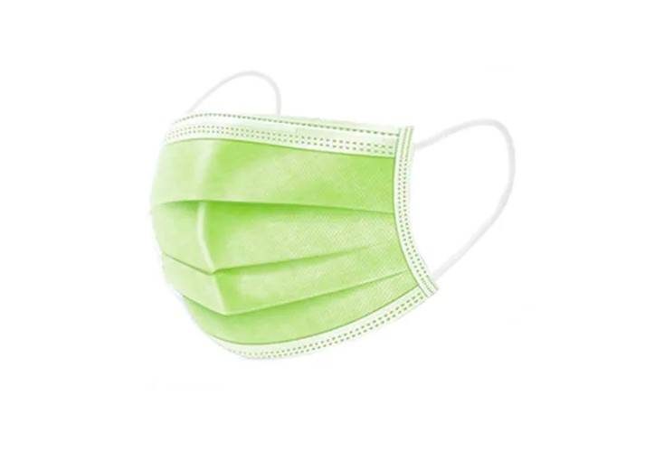 Mască chirurgicală, medicală, cu trei straturi, pe elastic, 50pcs, tip IIR verde lime